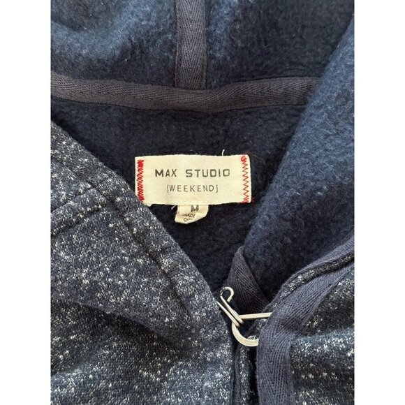 Max Studio Weekend Blue Cotton Jacket Asymmetrical Long Loungewear Sweatshirt M - Picture 6 of 11